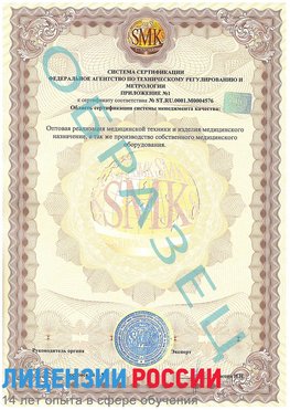 Образец сертификата соответствия (приложение) Белорецк Сертификат ISO 13485